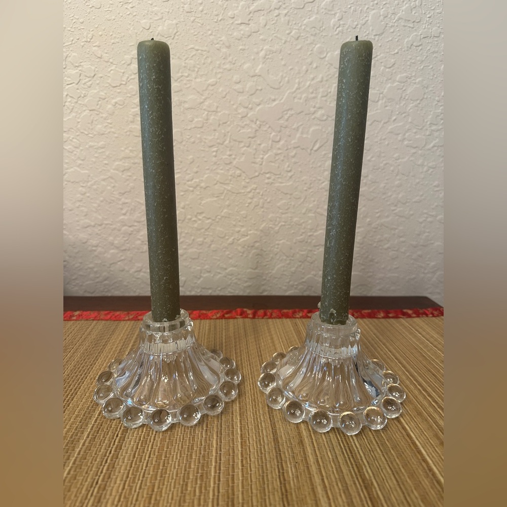 Anchor Hocking Vintage Taper Candle Holder (set of two) Berwick Boopie Glass
